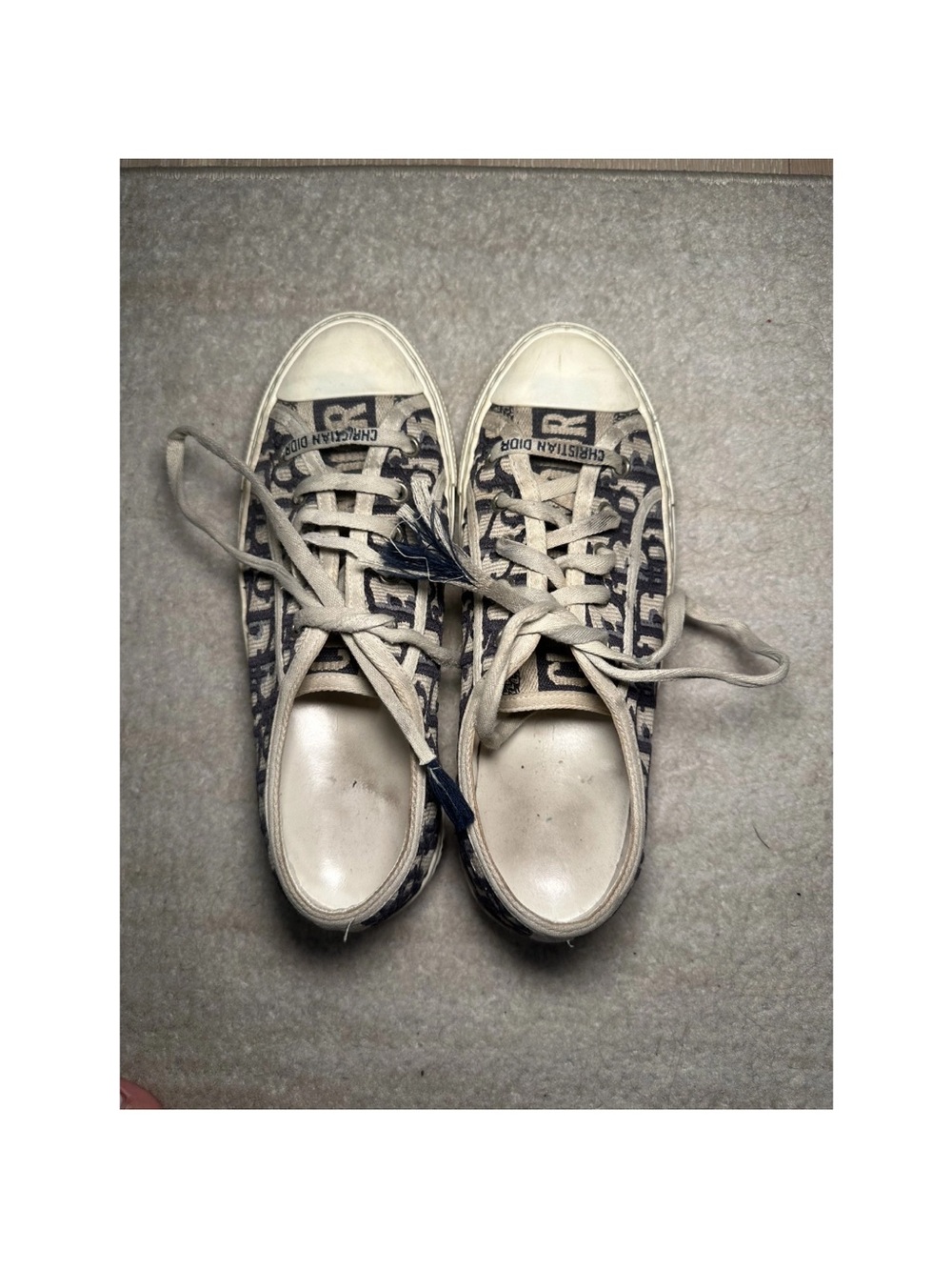 Dior Beige and Navy Canvas Logo Sneakers - Picture 4 of 6